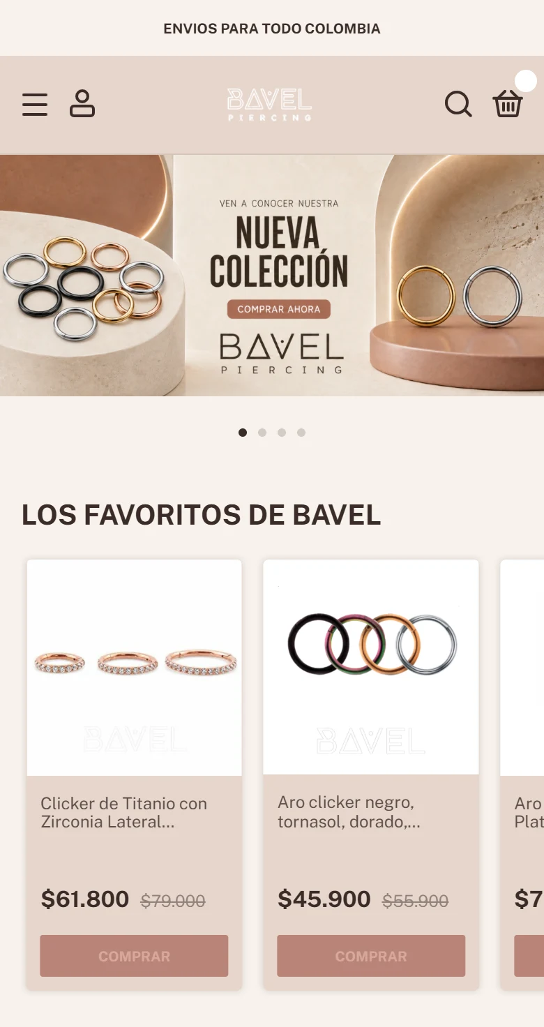 Loja online da Bavel Piercing no celular
